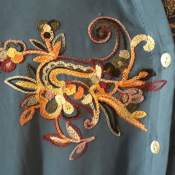 Women's Plus Size Kindred Embroidered Shirt Floral Paisley Boho Size 2X - Picture 5 of 6